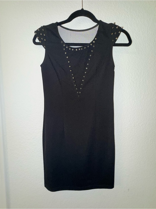 oneness Dresses & Skirts - Black Studded Cap-Sleeve Mini Dress - Women